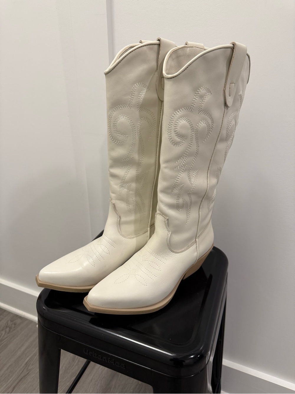 Steve Madden Cream Western Knee-High Boots